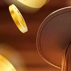 Koin emas berkilau di udara pada artwork resmi rpvip3